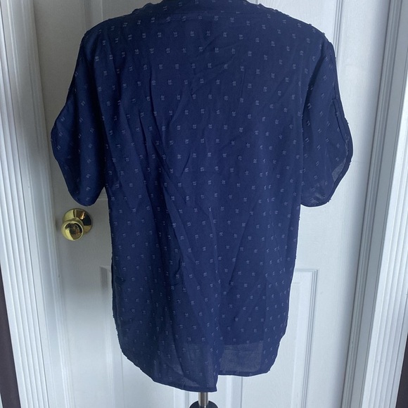 SHEIN Women’s Split Neck Navy Blue Textured Short Sleeve Blouse sz XL NWT - Picture 5 of 6